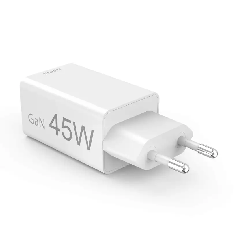 Laddare HAMA 1x USB-C 1x USB-A GaN 45W Vit