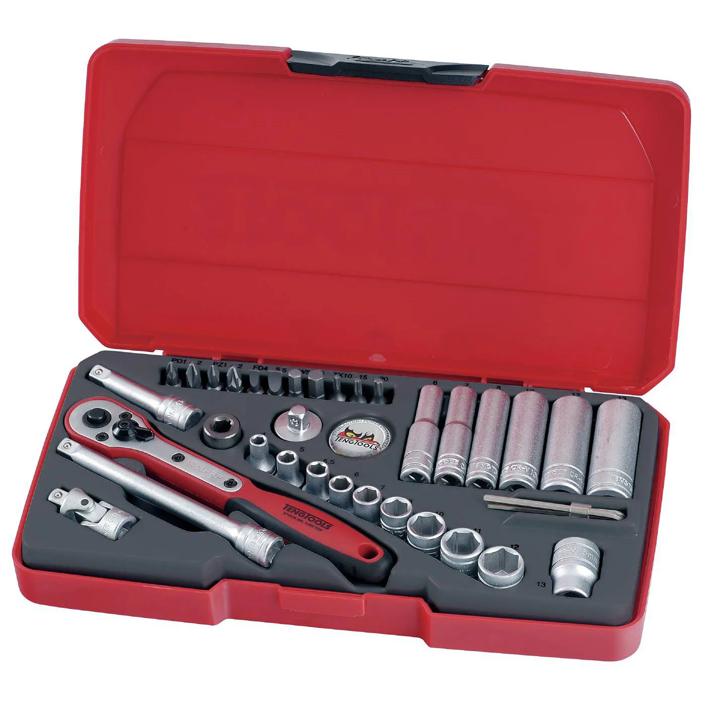 Hylsnyckelsats med 1/4 tum fyrkantsfäste Teng Tools T1436