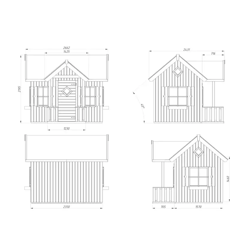 Lekstuga Palmako Jennie 3,7 m² Trästuga med Altan & Sadeltak