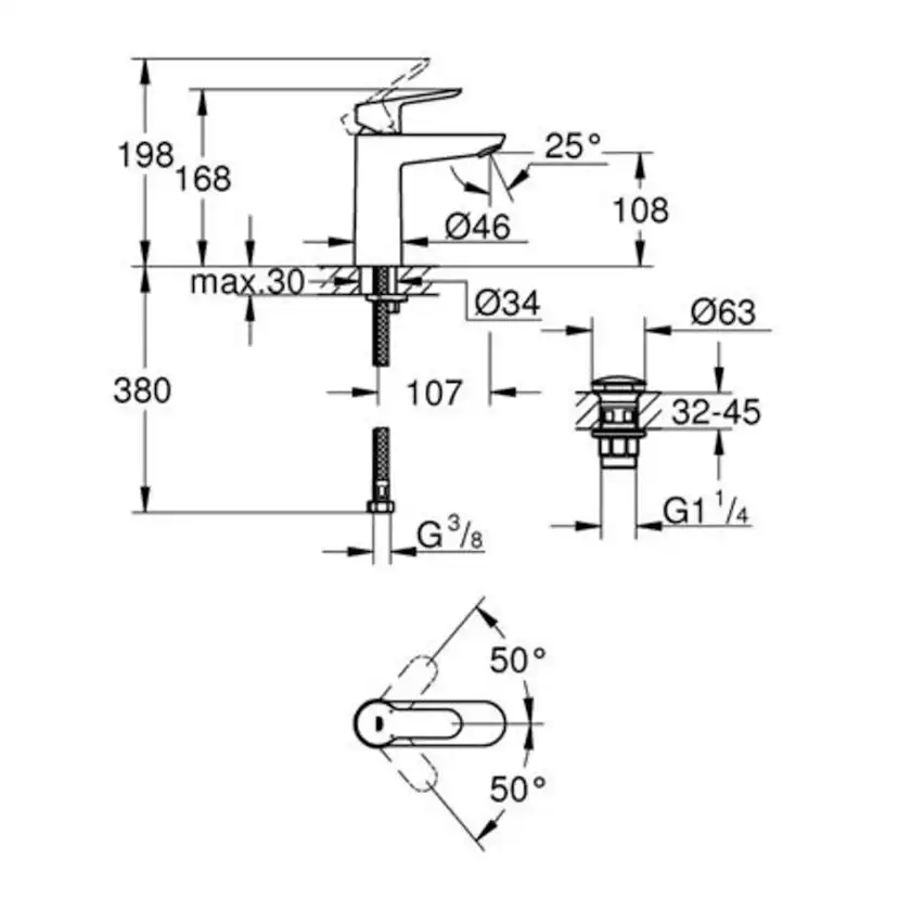 Tvättställsblandare Grohe Start Edge Mid 23775