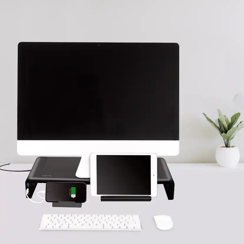 Monitorställ LogiLink 63 cm med USB-hub 3-port