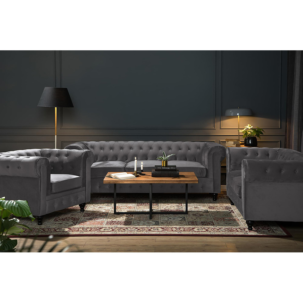 Soffgrupp Manor House Chesterfield Lyx 3-sits+2-sits+Fåtölj Sammet