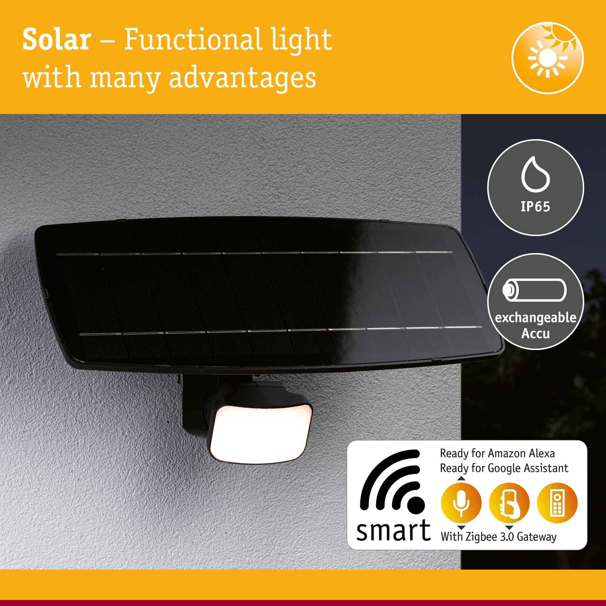 Fasadbelysning Solcell Paulmann Flotas Smart Home Zigbee 3.0 IP65