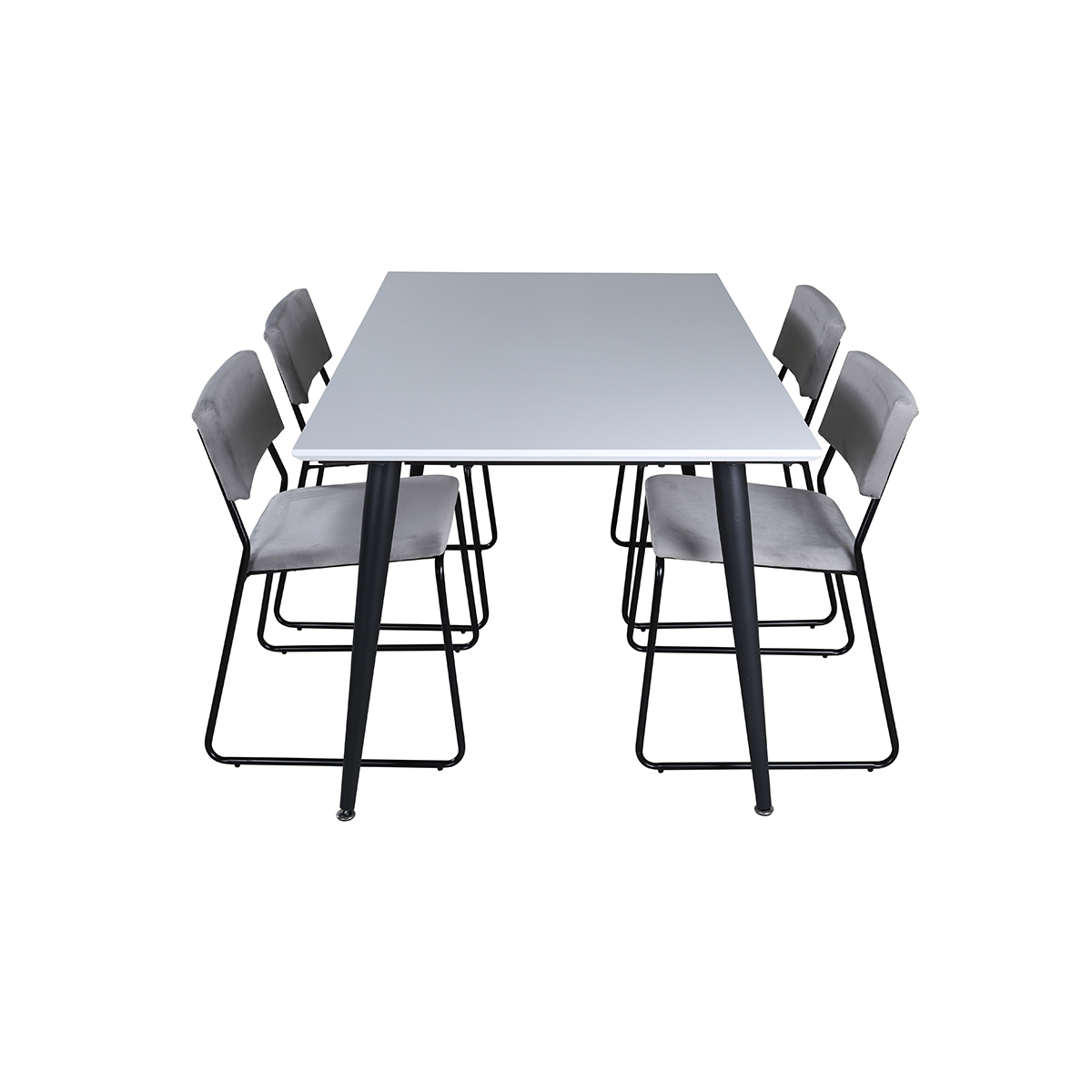 Jimmy Dining Table  - Black / White HPL+Kenth Chair - Black Grå/Vit/Svart