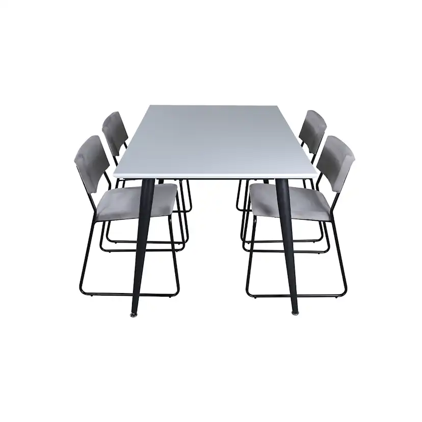 Jimmy Dining Table - Black / White HPL+Kenth Chair - Black Grå/Vit/Svart