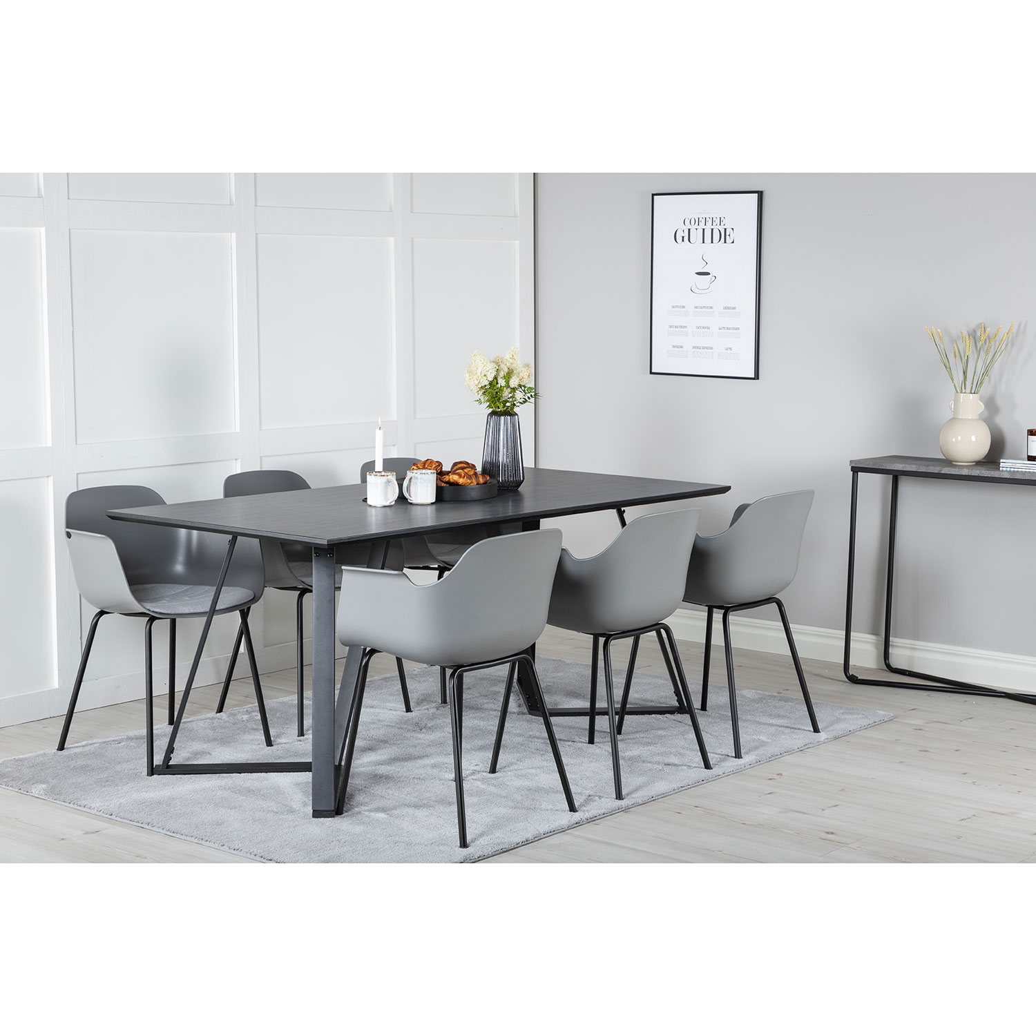 Marina Dining Table - Black top / Black Legs , Comfort Plast Grå
