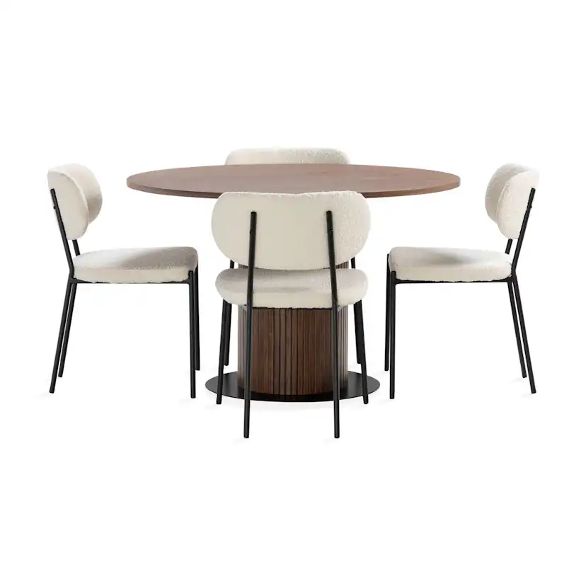 Matgrupp Basic Home Noira Runt Matbord 120 cm med 4 Gemmiano Matstol