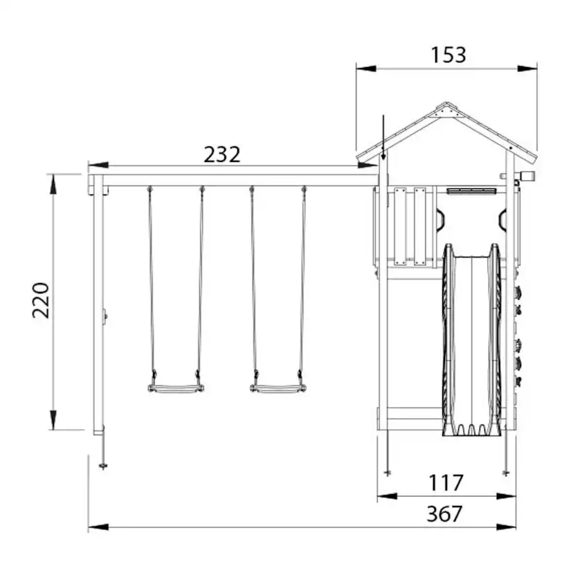 Lektorn Jungle Gym Cottage 2.1 Gungmodul & Gul Rutschkana