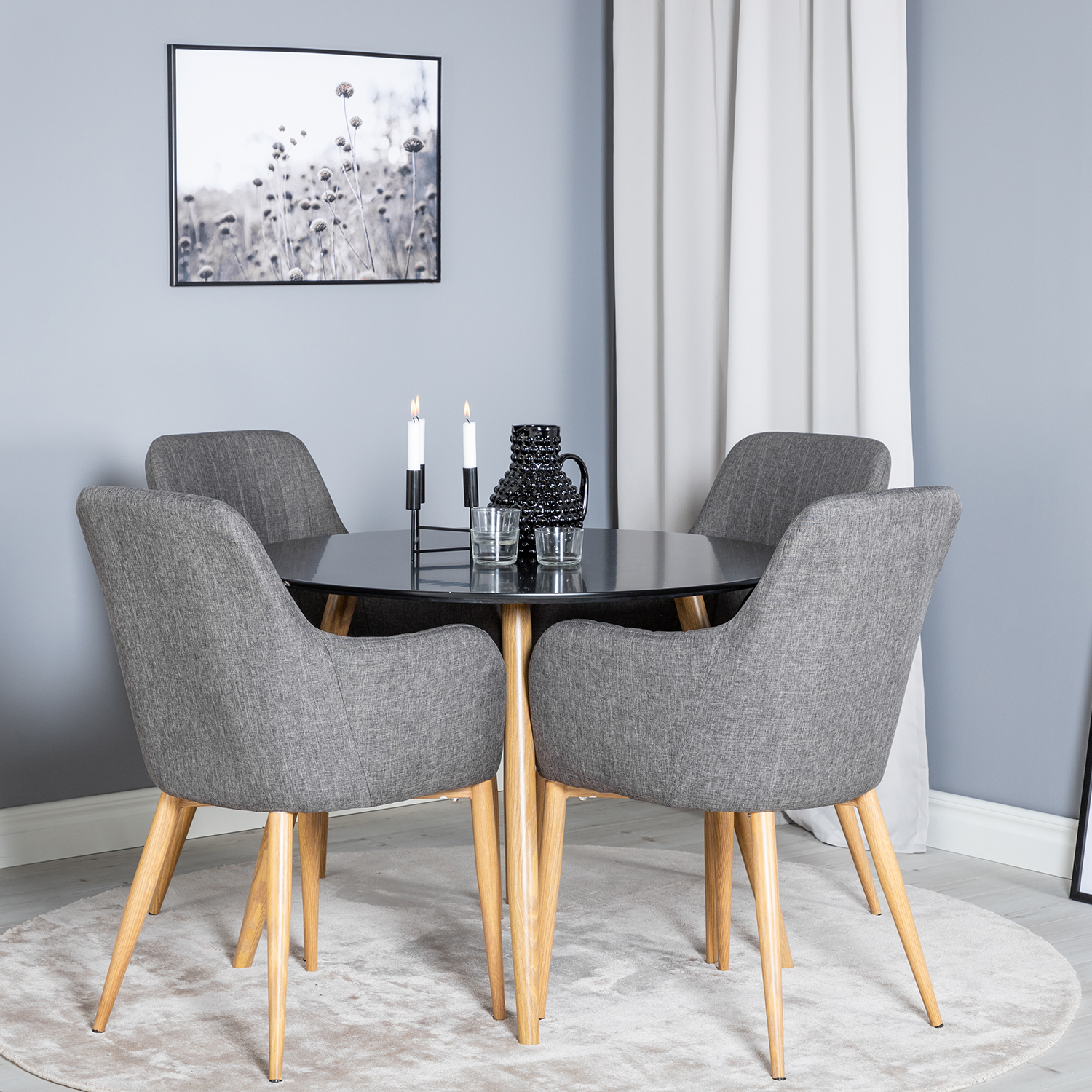 Matgrupp Venture Home Plake med 4 Corina Stolar Polyestertyg Runt