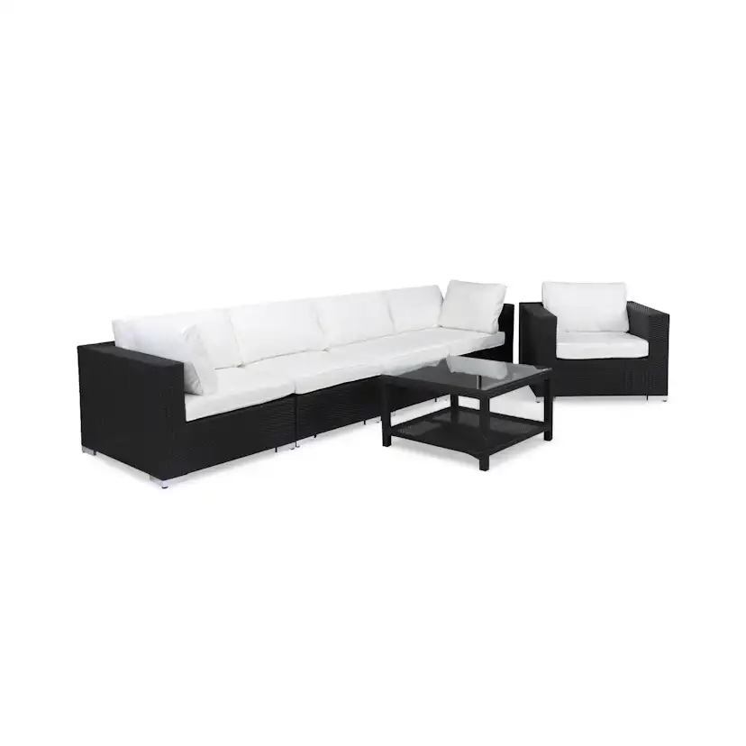 Loungegrupp Comfort Garden Bahamas 5-sits Rak med Fåtölj och Bord 75x75