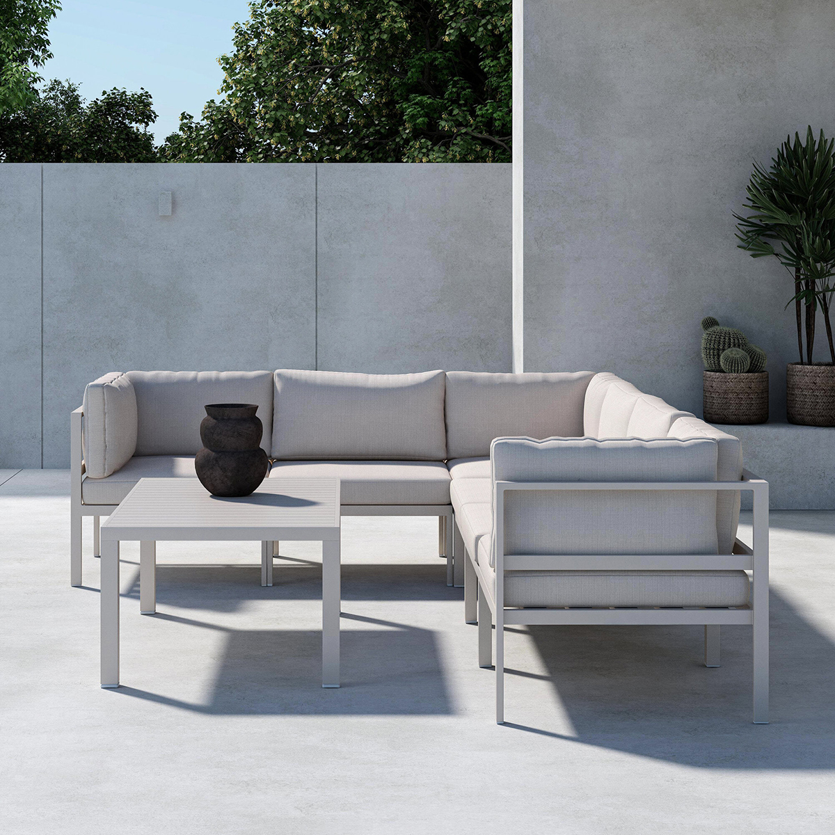 Loungegrupp Venture Home Copacabana Soffbord 45x120x70 med 3+3 Soffmoduler