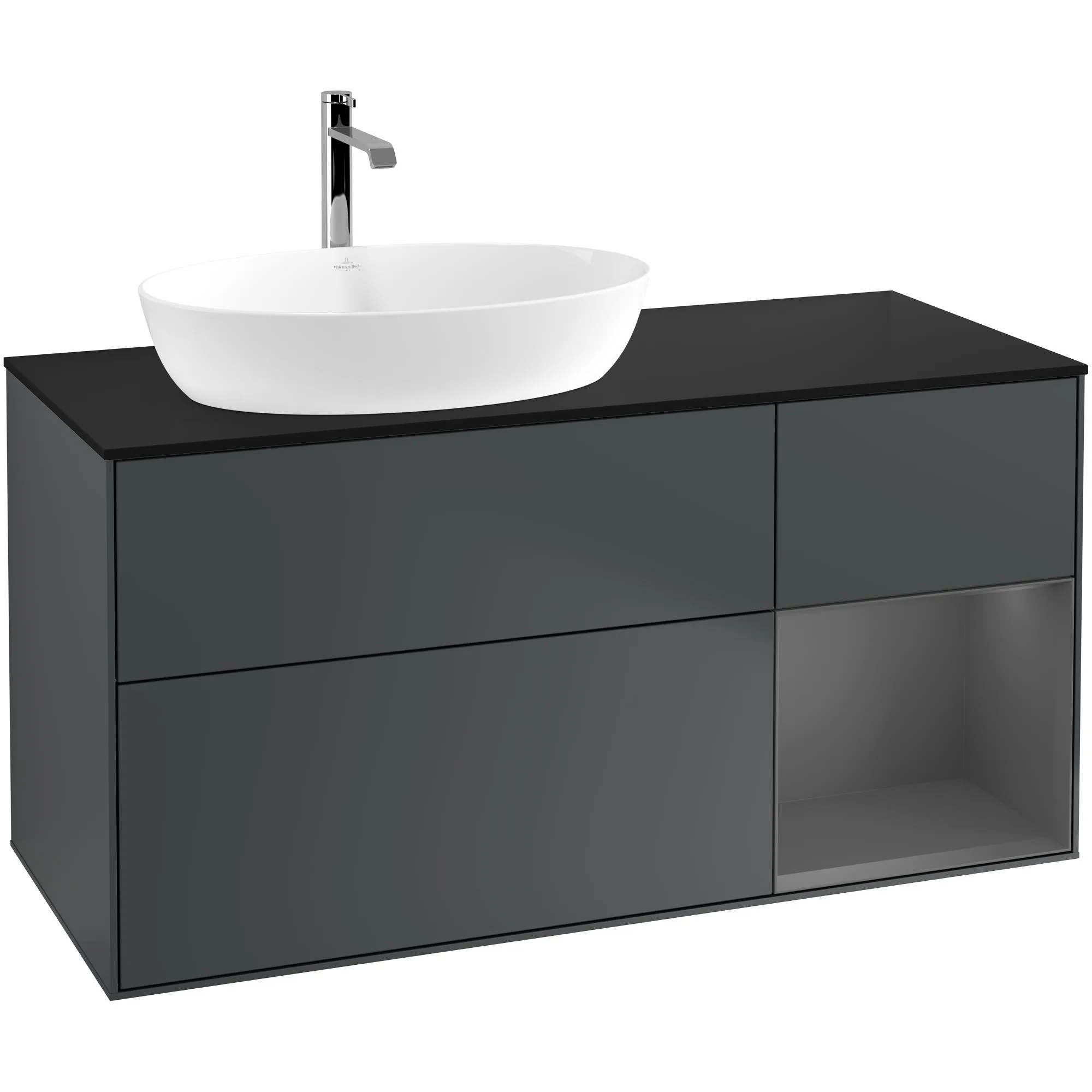 Tvättställsskåp Villeroy & Boch Finion med 3 Lådor Hylla och Bänkskiva för Ocentrerat Tvättställ från Artis & Collaro