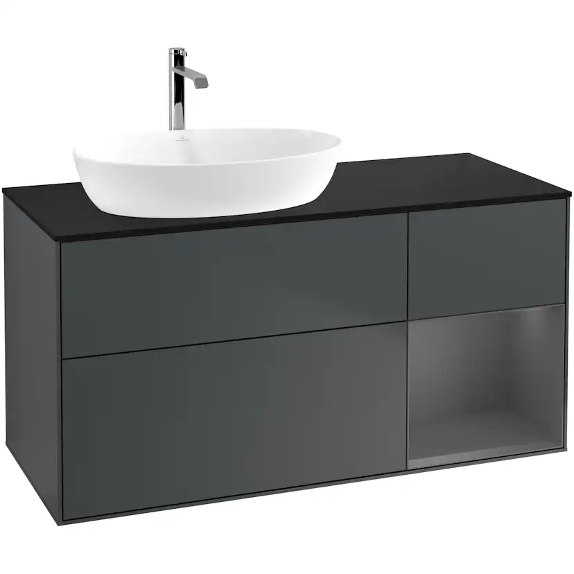 Tvättställsskåp Villeroy & Boch Finion med 3 Lådor Hylla och Bänkskiva för Ocentrerat Tvättställ från Artis & Collaro