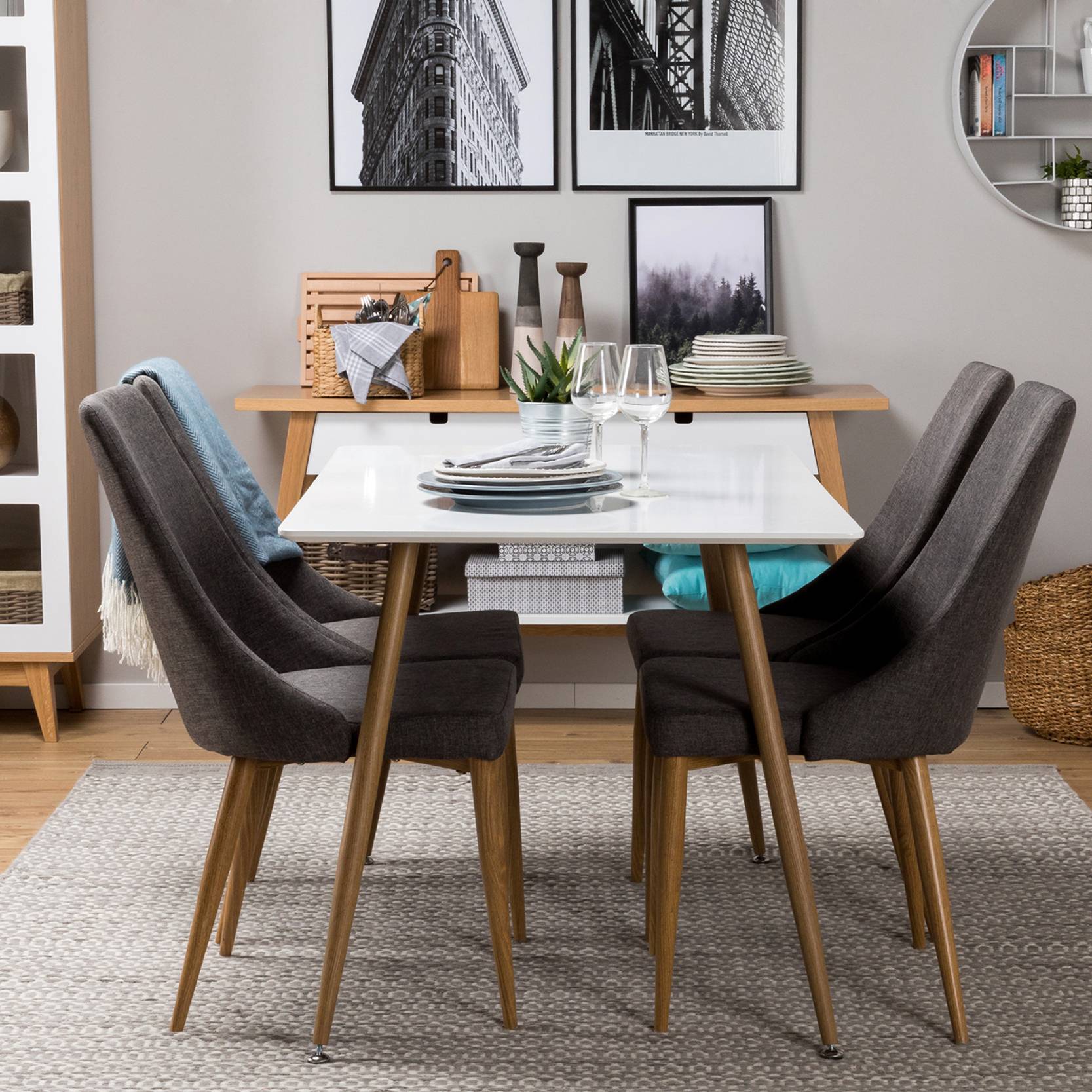 Matgrupp Basic Home Pontus Rektangulärt Matbord 120 cm med 4 Ludvig Matstol