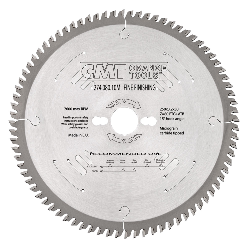 Sågklinga CMT Orange Tools fintandad 250x3,2x30 T80 TFW