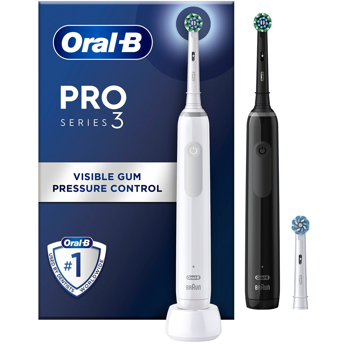Eltandborste Oral-B Pro3 Duo Black/White med Timerfunktion & 3 Borsthuvuden