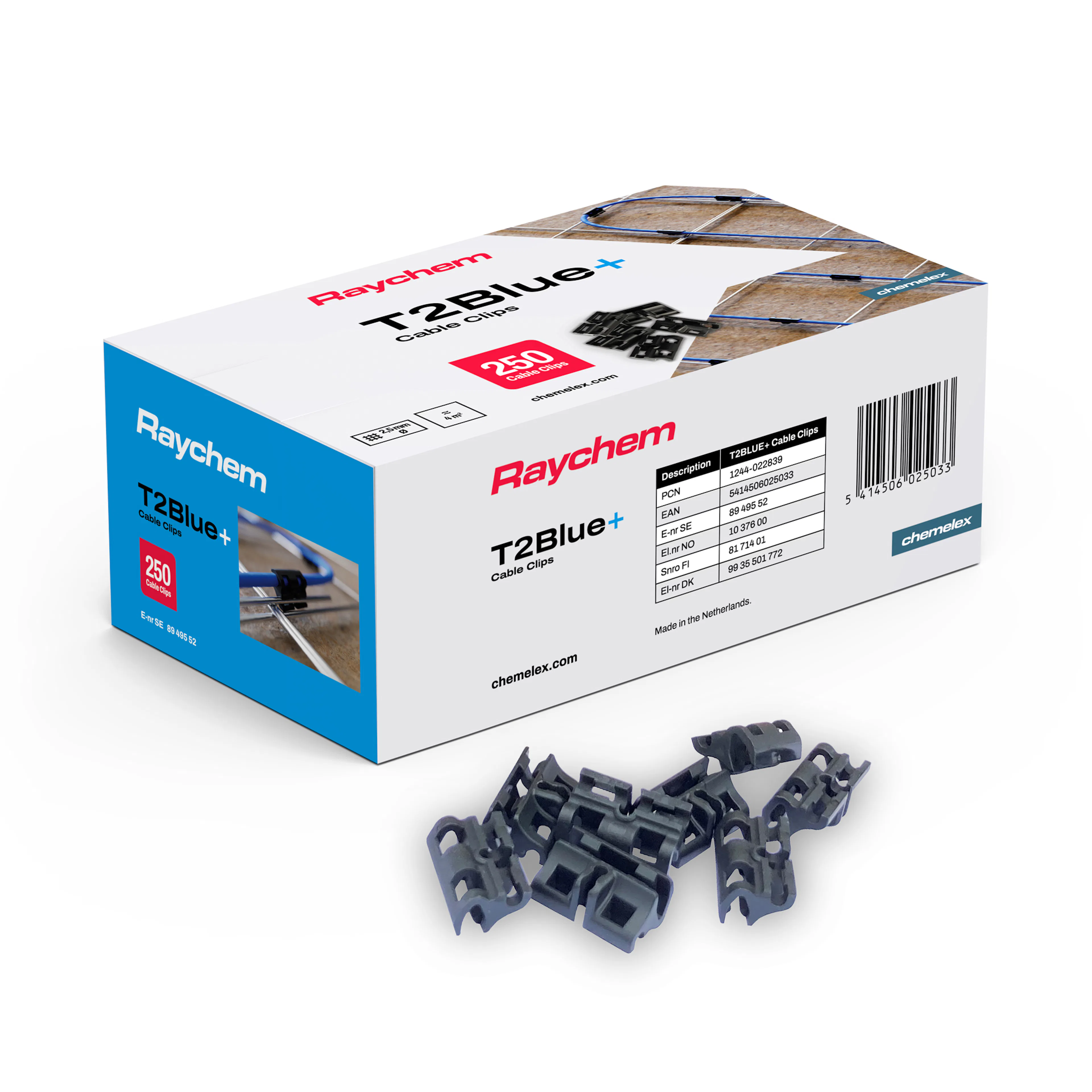 Kabelklämma Raychem Golvvärme För T2 Blå/Black/Green 250 st