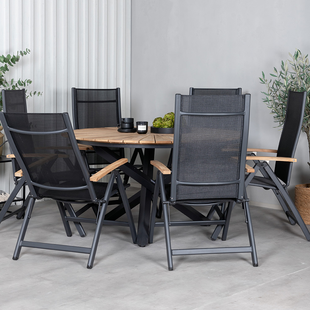 Matgrupp Venture Home Meya med 6 Perla Positionsstolar