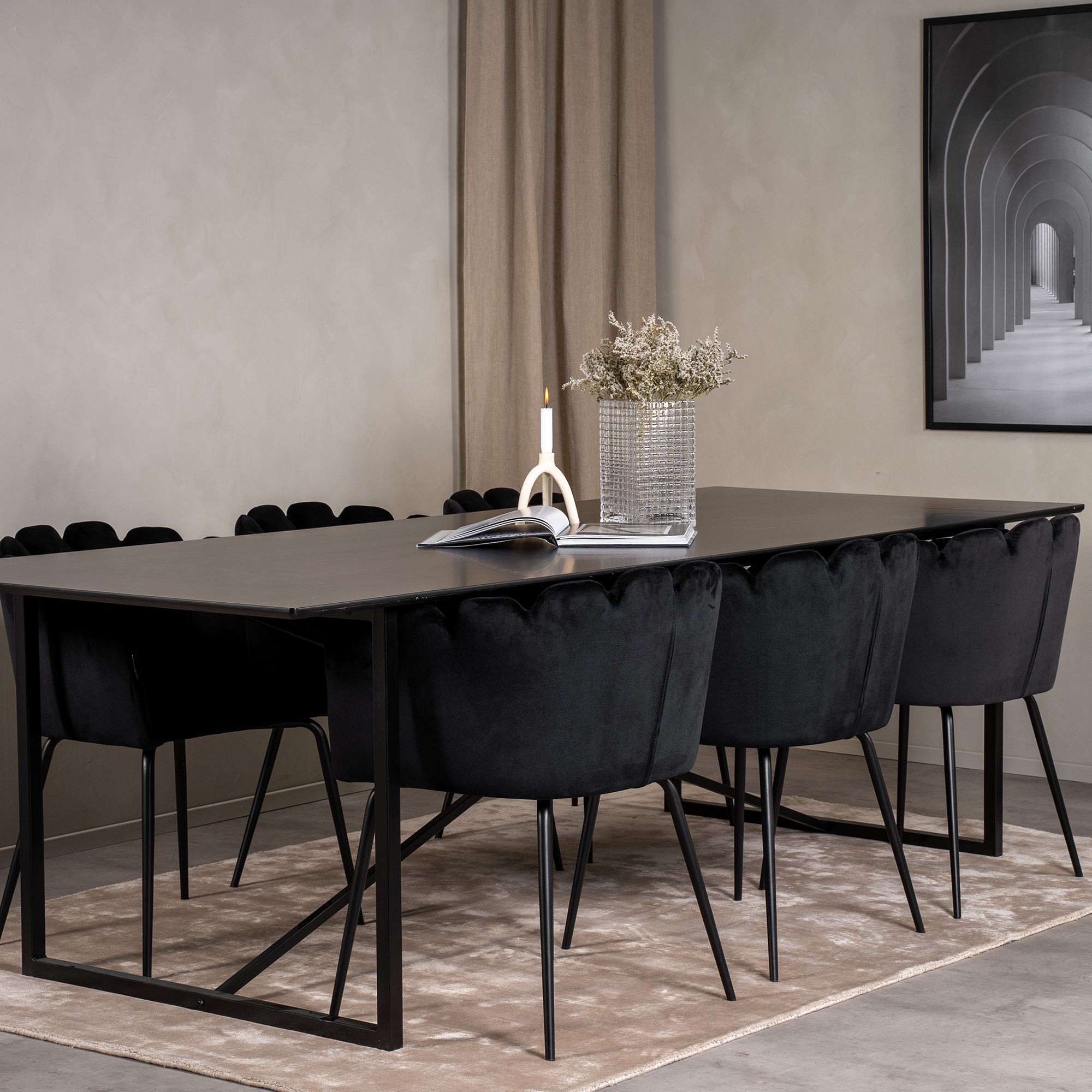 Palace Matbord - Svart / Svart - 240*100*H75+Limhamn - Chair Svart