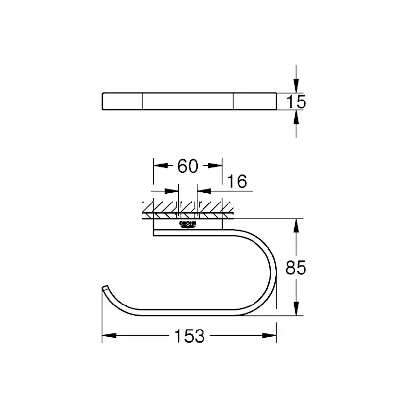 Toalettpappershållare Grohe Selection 41068 Hard Graphite Grafit