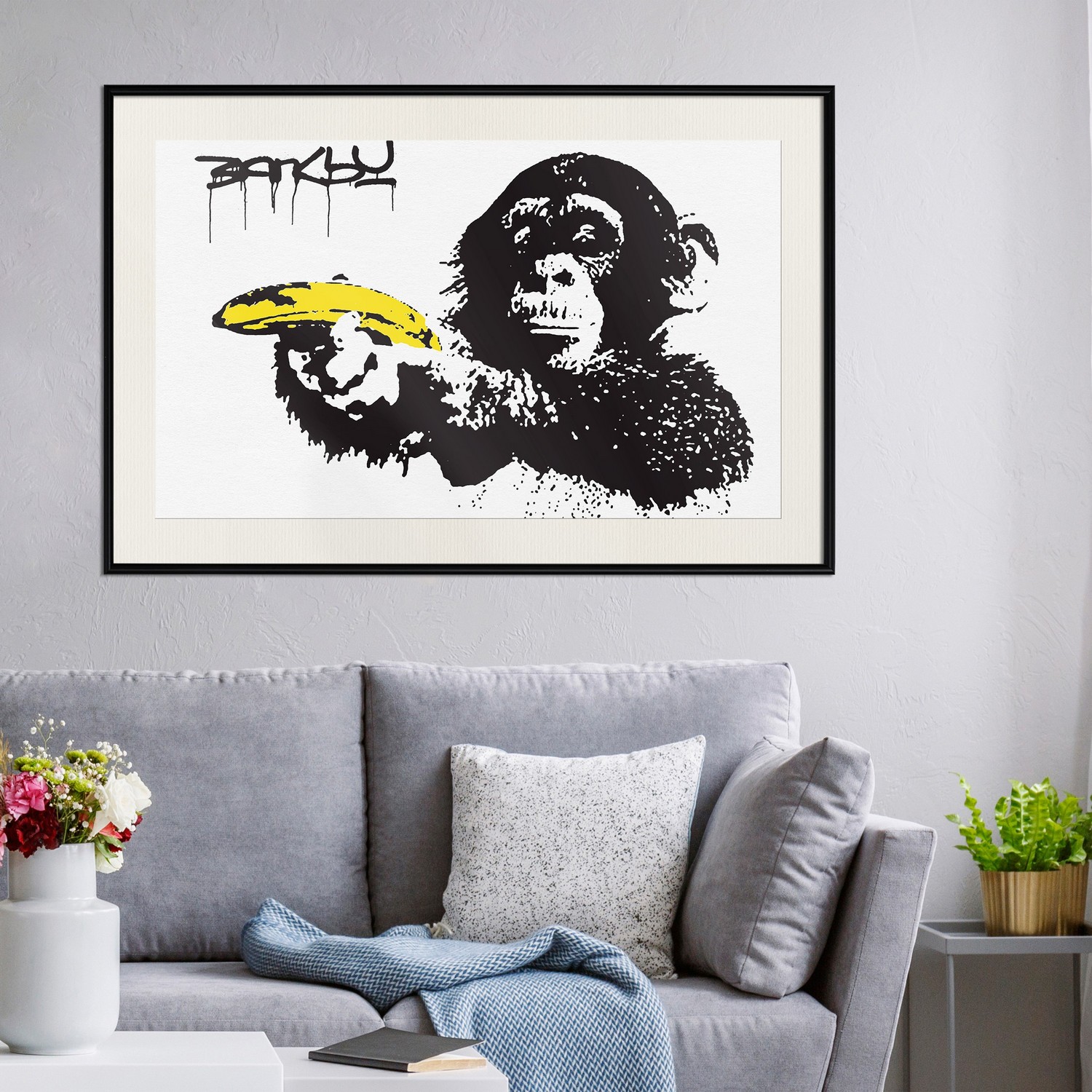Affisch - Banana Gun [Poster] 60x40 Svart ram med passepartout, 60x40 cm