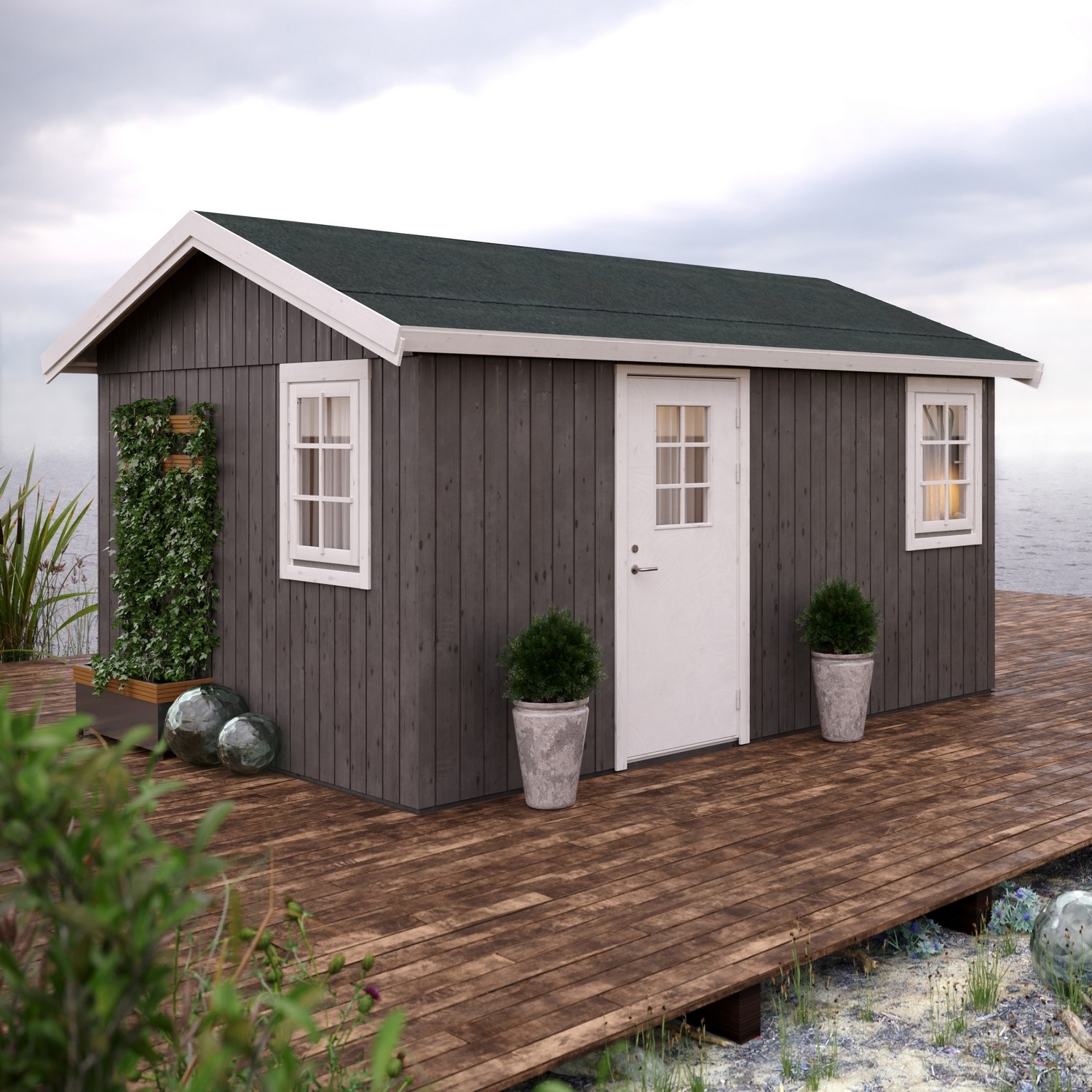 Friggebod Palmako Hedwig 13,6 m² Komplett Stuga med Sadeltak