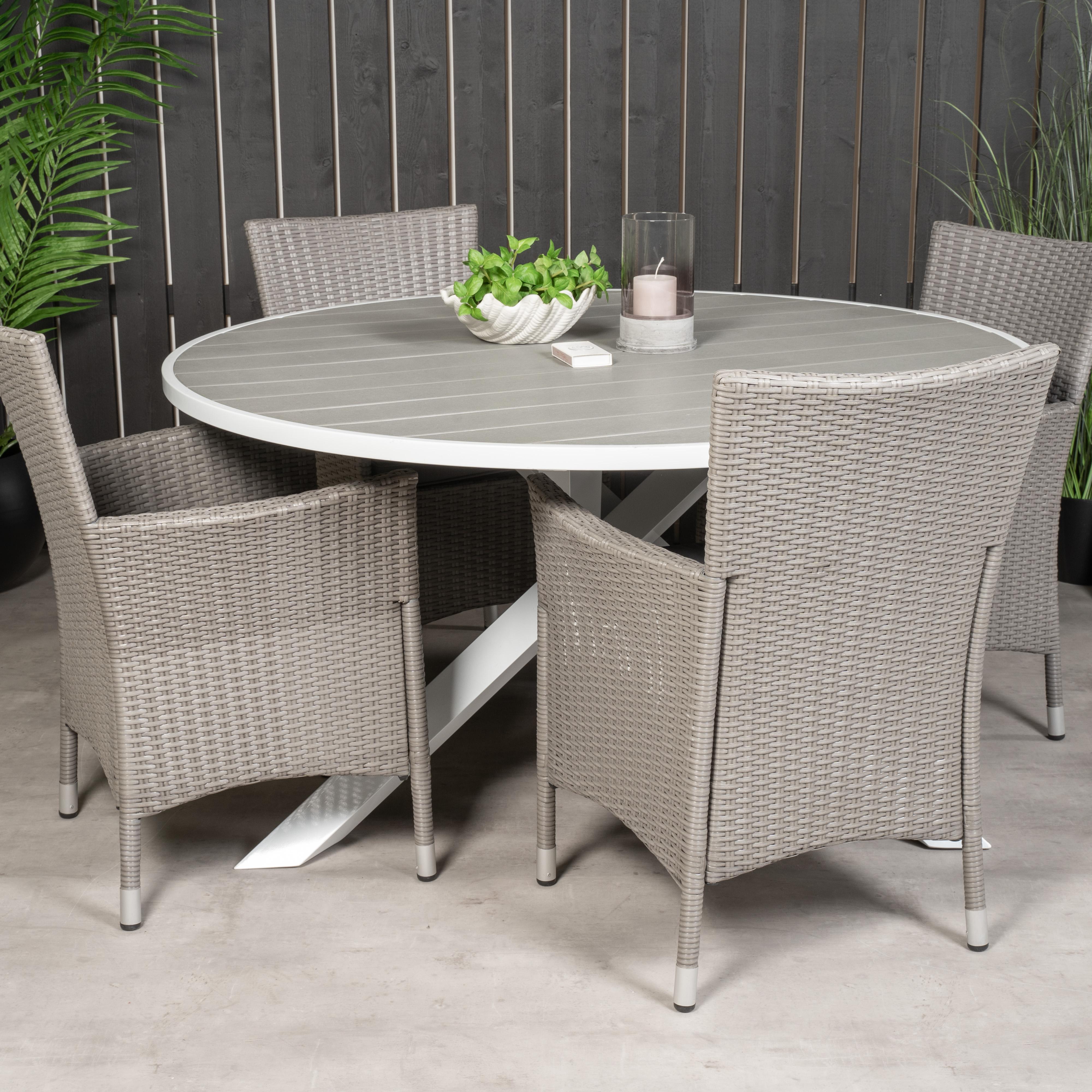 Matgrupp Venture Home Pincy Ø 140 med 4 Kalle Matstolar