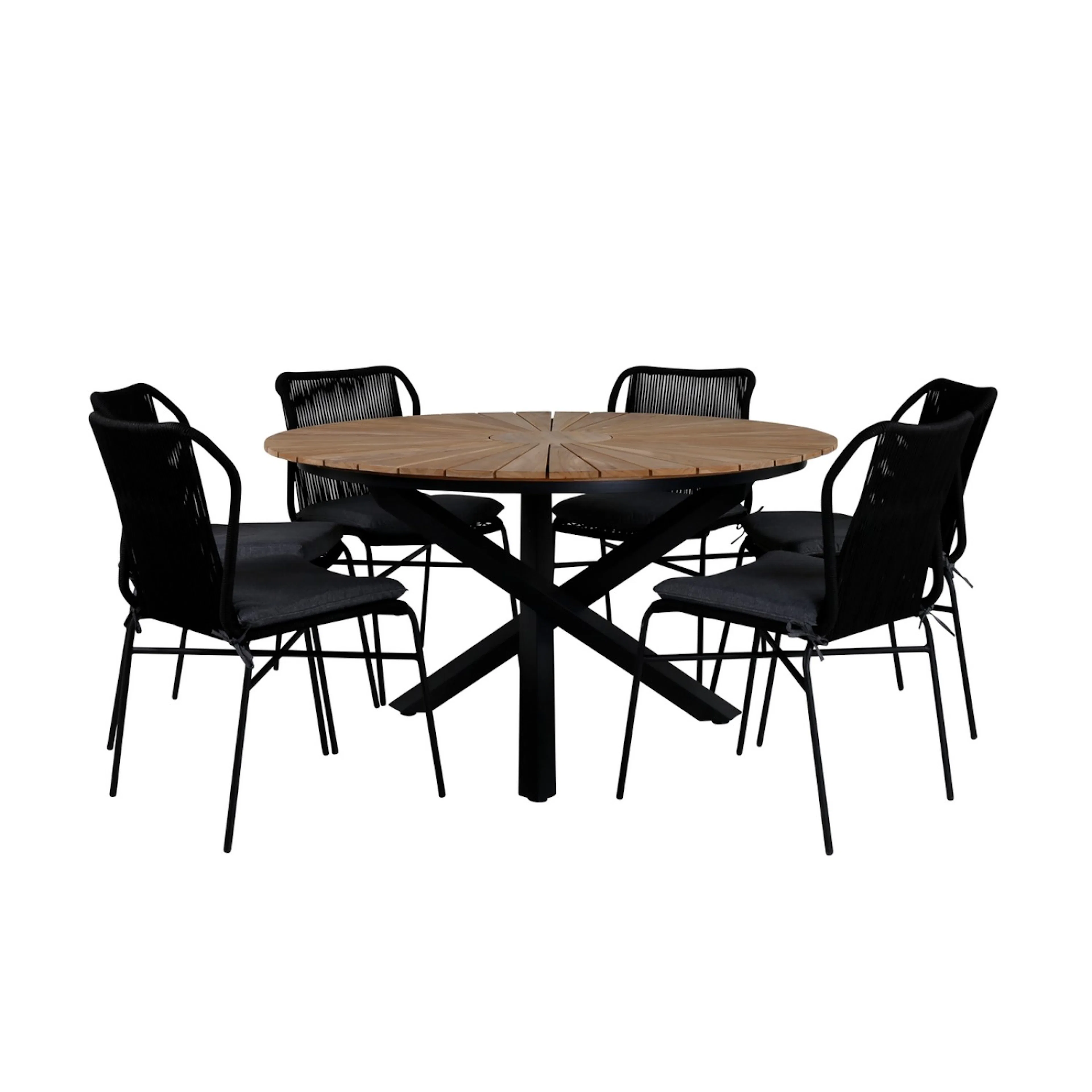 Matgrupp Venture Home Meya med 6 Jefferson Stapelbara Matstolar