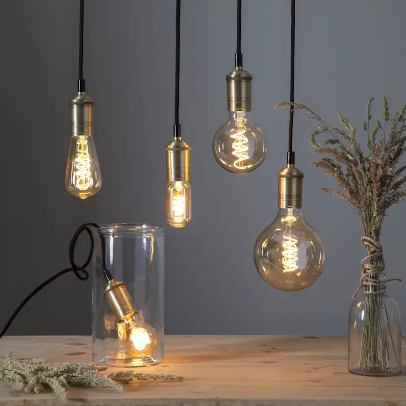LED-lampa Star Trading E27 ST64 Decoled Spiral Amber Dimbar 3,2W