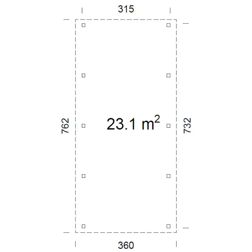 Carport Karl 23,1 m2 Obehandlad