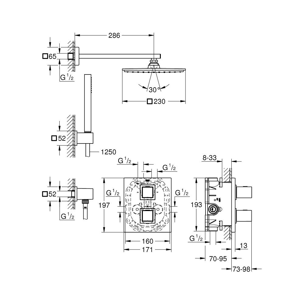 Takduschset Grohe Grohtherm Cube Perfect 34506 för Inbyggnad