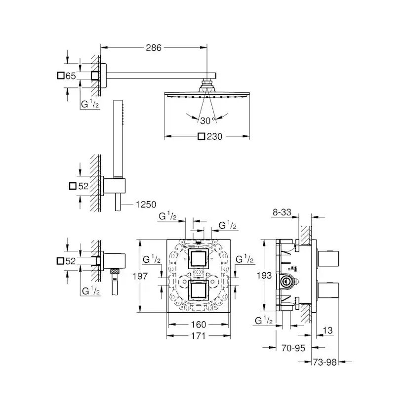 Takduschset Grohe Grohtherm Cube Perfect 34506 för Inbyggnad