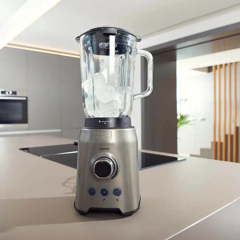 Blender Black+Decker 1,5L Borstat Stål 1200W med Turbofunktion & Justerbara Hastigheter