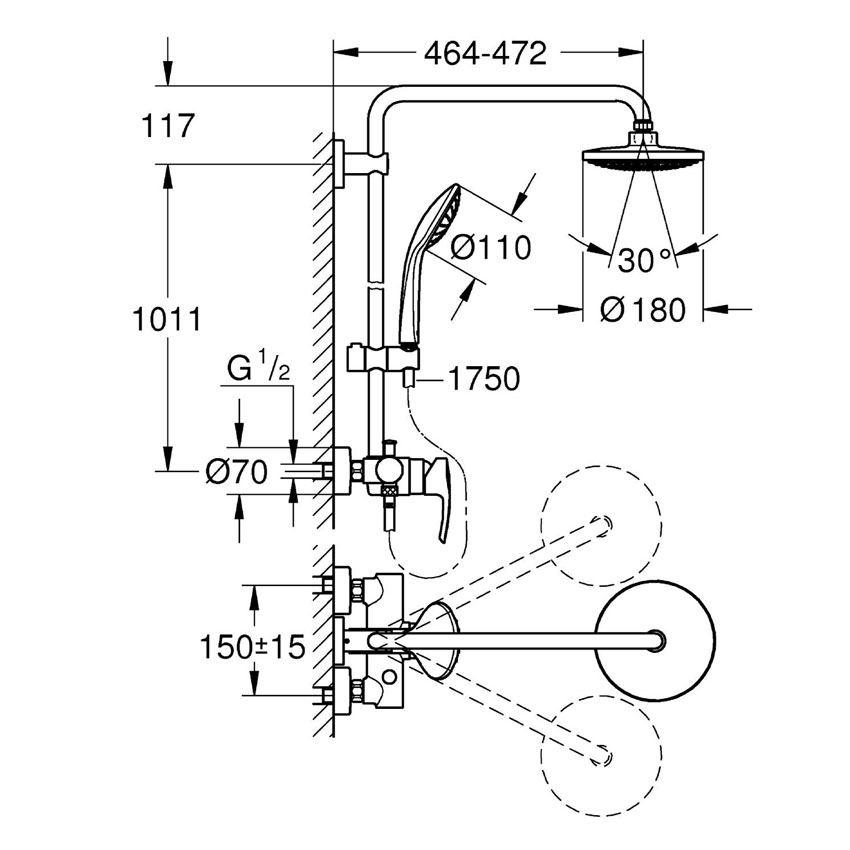 Takduschset Grohe Euphoria System 180 27473 150 cc