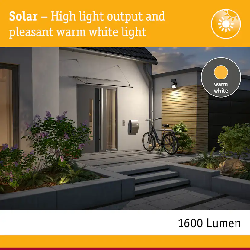 Fasadbelysning Solcell Paulmann Lesla LED med Skymningsstyrd rörelsedetektor IP65