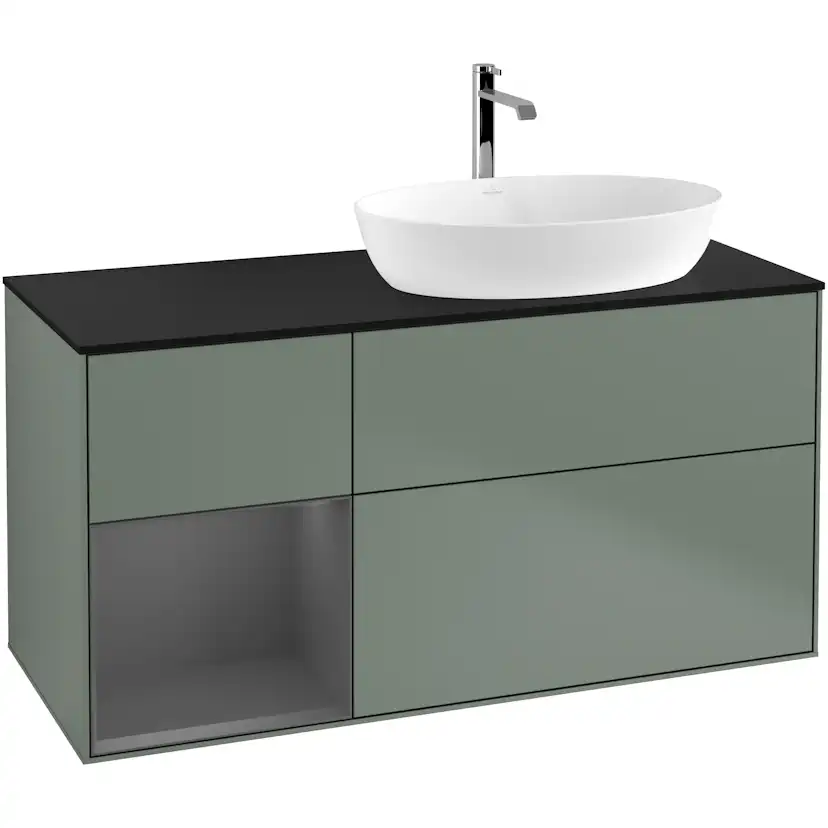 Tvättställsskåp Villeroy & Boch Finion med 3 Lådor Hylla och Bänkskiva för Ocentrerat Tvättställ från Artis & Collaro