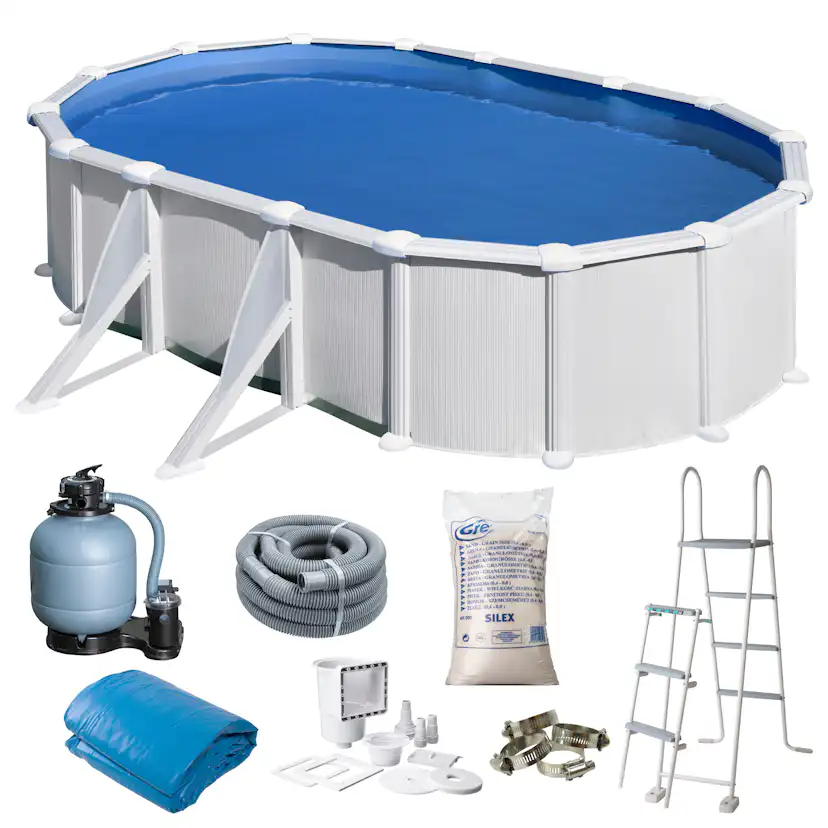 Basic Pool Oval 610 x 375 x 132 cm, Vit Mått: 610 x 375 cm, Djup: 132 cm, Färg: Vit