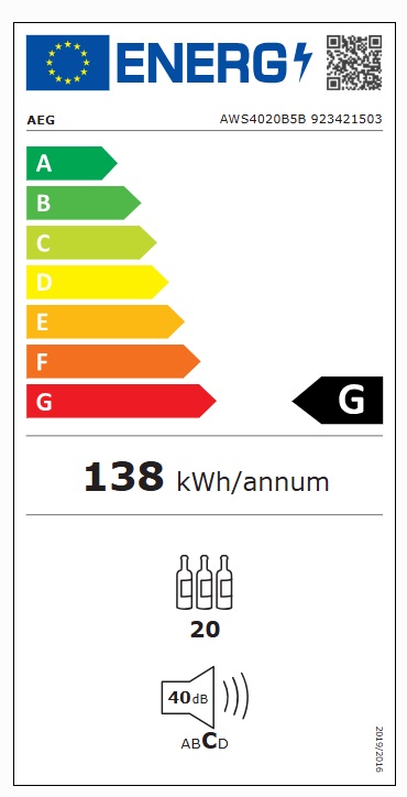 Fristående vinkyl AEG AWS4020B5B