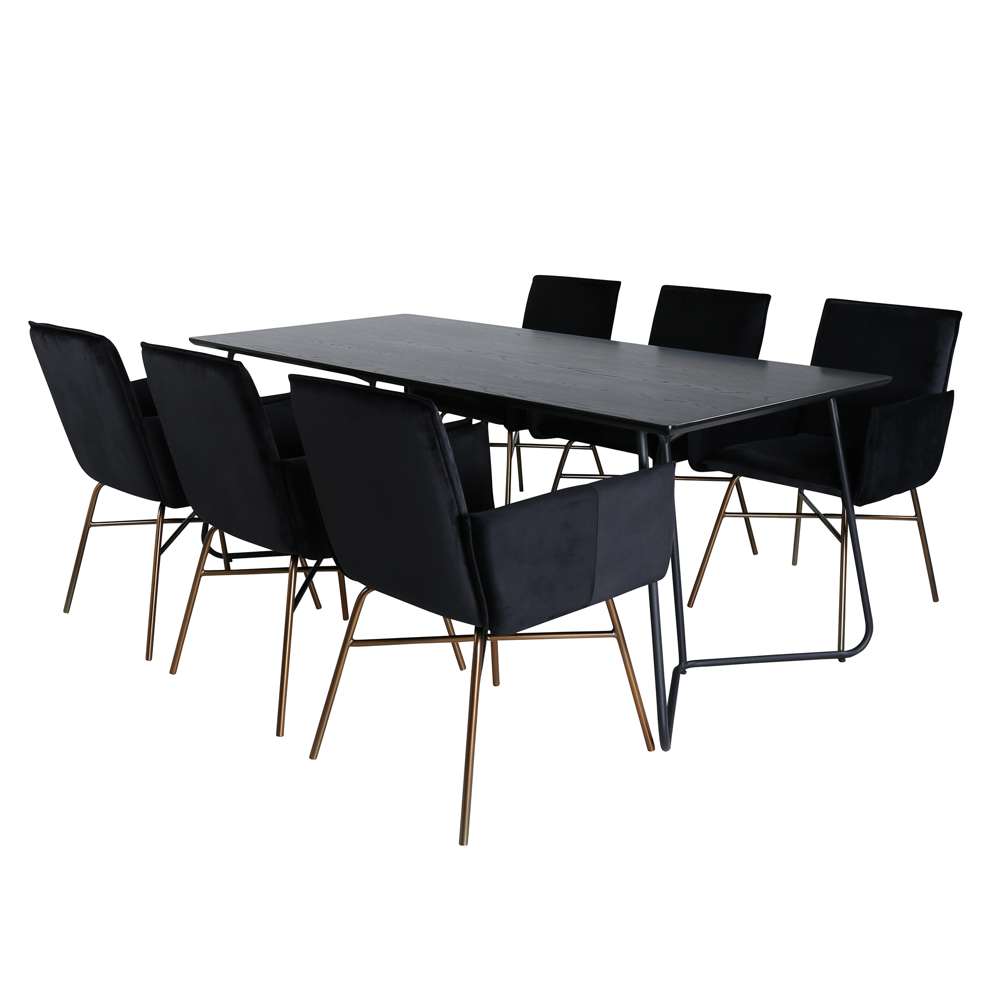 Matgrupp Venture Home Annika Svart med 6 Annika Stolar