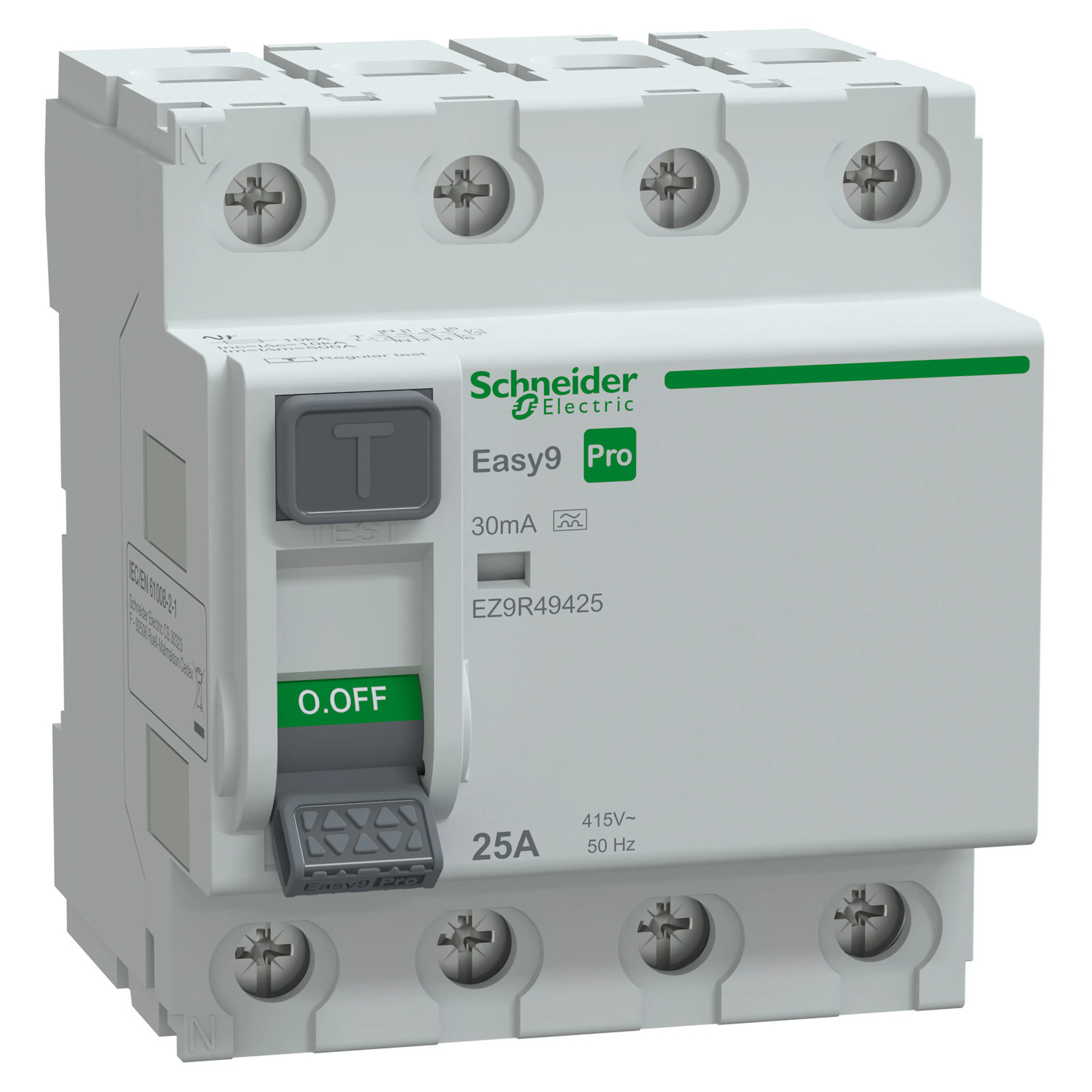 Jordfelsbrytare Schneider Electric Easy9 4-polig 25–63 A typ A