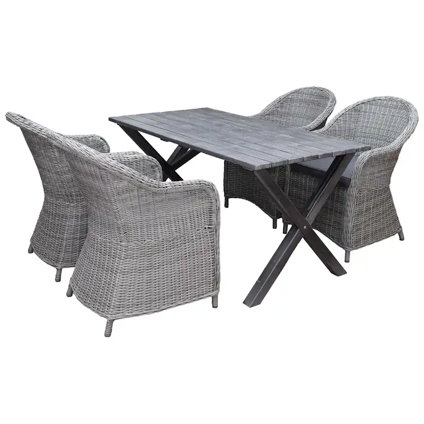 Matgrupp Utomhus Baltic Garden 150 cm bord & 4 Belize grå stolar