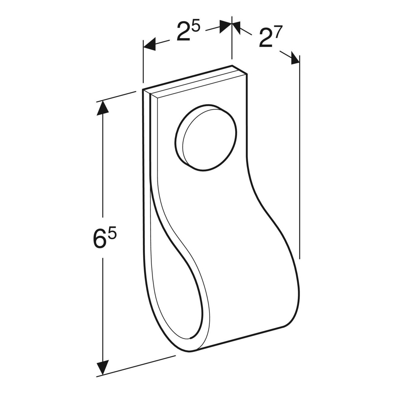 öglehandtag: B=2.5cm, H=6.5cm, Svart/Mattförkromat lackerad Svart/Krom