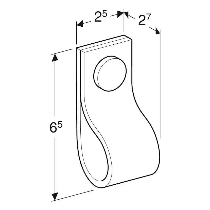 öglehandtag: B=2.5cm, H=6.5cm, Svart/Mattförkromat lackerad Svart/Krom