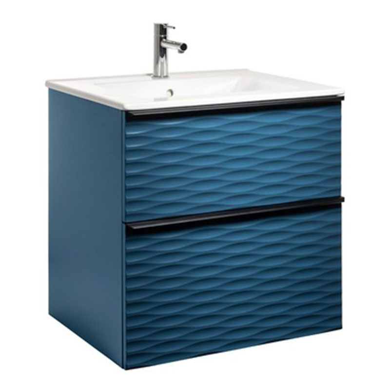 ISELLA AQUA WAVE 60 Blå ,HANDTAG SVART MATT, handfat PORSLIN BxHxD: 613x610x464 mm, Petroleumblå, Tvättställ: Porslin, Handtag: Mattsvart