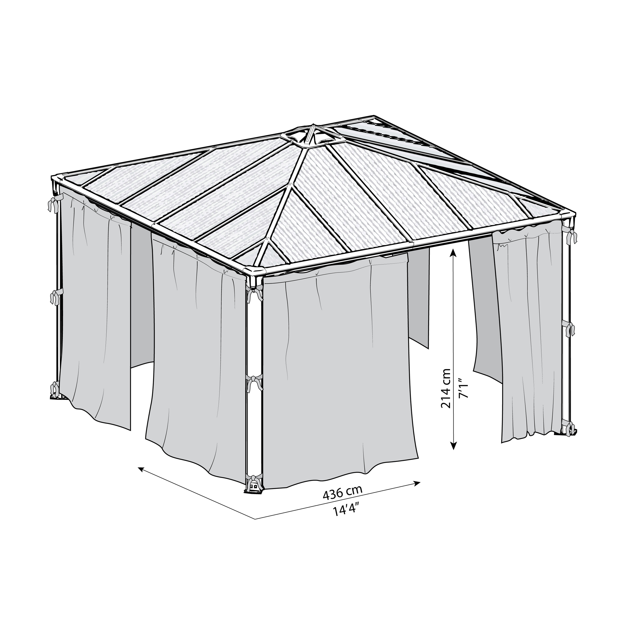 Insektsnät Canopia by Palram Till Palermo Paviljong 4,3 x 4,3 m Grå