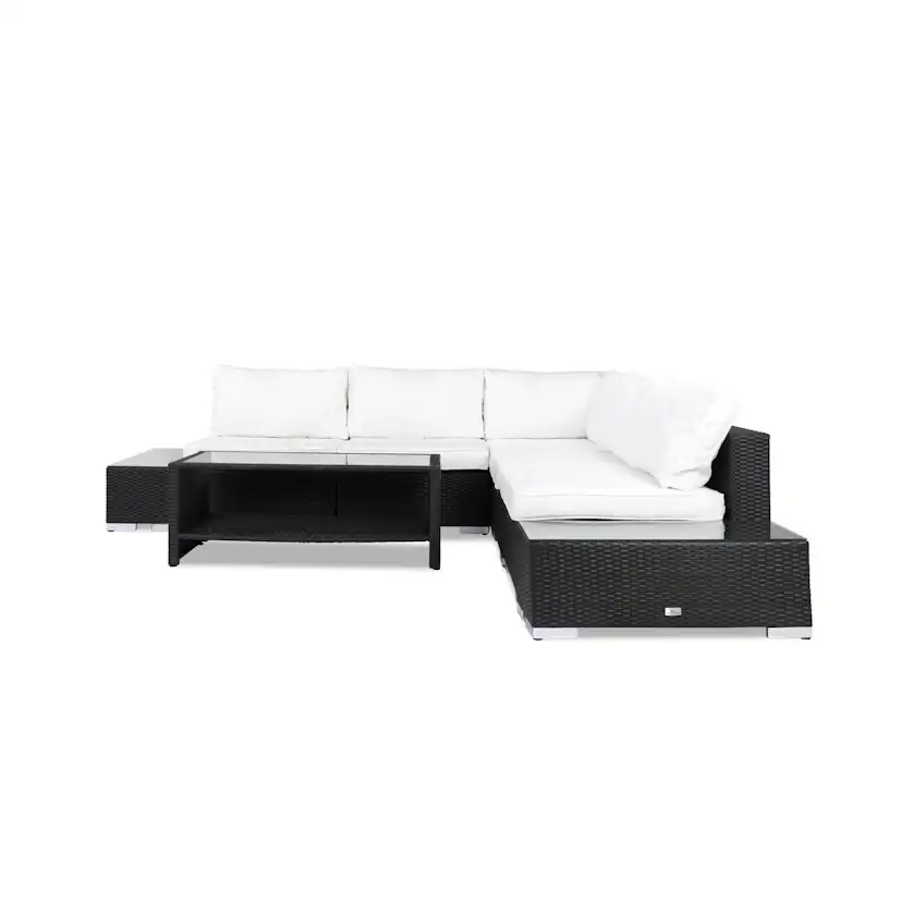 Loungegrupp Comfort Garden Bahamas 5-sits Hörn med 2 Avslut och Bord med Hylla