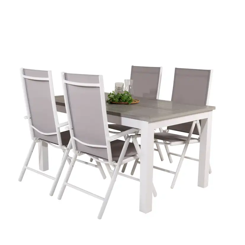 Albany Dining Table 152/210*90 - White Alu / Grey Aintwood+B Vit/Grå