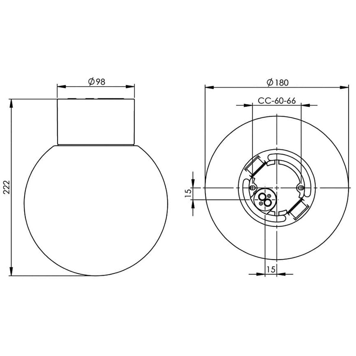Vägg-/Taklampa Ifö Electric Classic Glob Blank Rak IP54 LED
