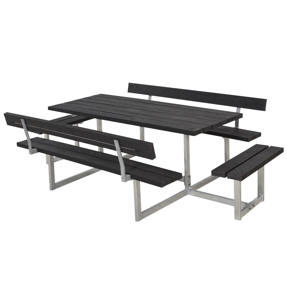 Basic BB-sæt m/2 ryglæn+2 påbygninger BxLxH: 1840x2600x720 mm, Ryggstöd på båda bänkarna, 2 Extra Sittplatser