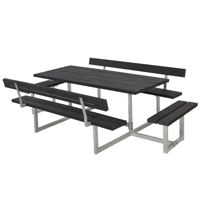 Basic BB-sæt m/2 ryglæn+2 påbygninger BxLxH: 1840x2600x720 mm, Ryggstöd på båda bänkarna, 2 Extra Sittplatser